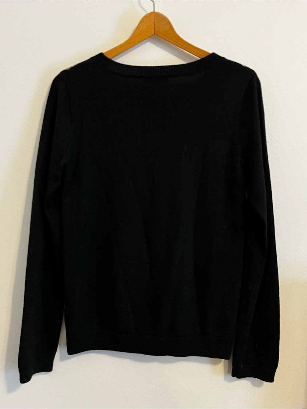 Garnet Hill 100% Wool Knit Leopard Crewneck Sweater Black Gray Womens Medium EUC - Picture 6 of 8